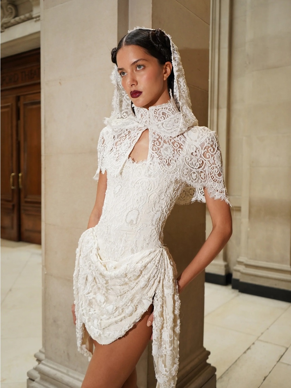 Ivory Lace hood and bolero - sold out